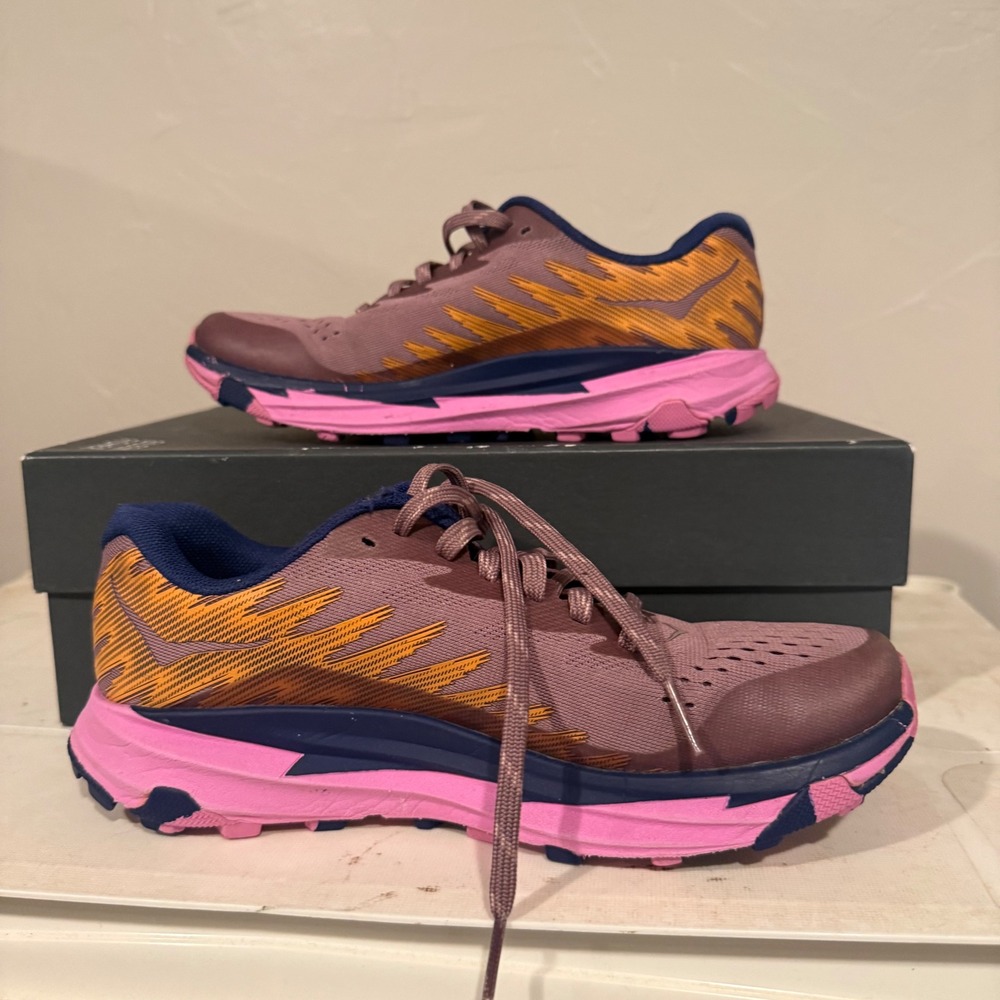 Hoka One One Torrent 2 Trail Running Shoes Womens 6 Purple Orange Pink Excellent